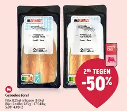 Delhaize Gerookte Forel aanbieding