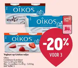 Delhaize Oikos Yoghurt op Griekse Wijze aanbieding