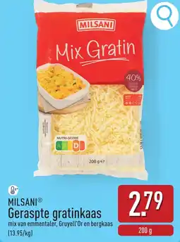ALDI Milsani geraspte gratinkaas aanbieding