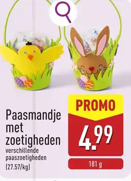 ALDI Paasmandje met zoetigheden aanbieding