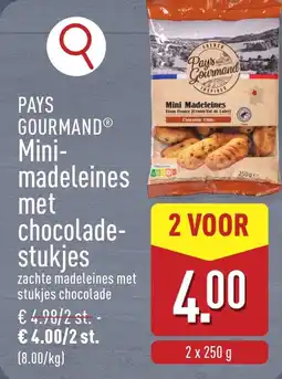 ALDI Pays gourmand mini madeleines met chocolade stukjes aanbieding