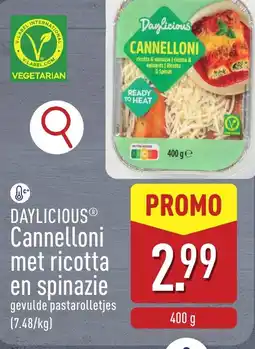 ALDI Daylicious cannelloni met ricotta en spinazie aanbieding