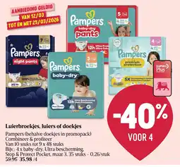 Delhaize Pampers Luierbroekjes, luiers of doekjes aanbieding