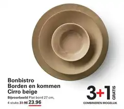 Sligro Bonbistro Borden en kommen Cirro beige aanbieding