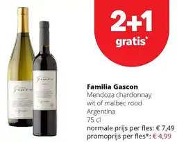 Spar Familia Gascon Mendoza chardonnay wit of malbec rood Argentina 75 cl aanbieding