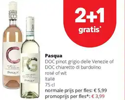 Spar Pasqua DOC pinot grigio delle Venezie of DOC chiaretto di bardolino rosé of wit Italië 75 cl aanbieding