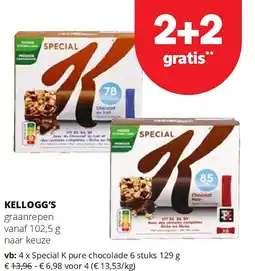 Spar KELLOGG’S Special K pure chocolade 6 stuks 129 g aanbieding