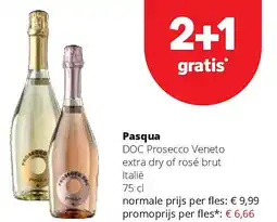 Spar Pasqua DOC Prosecco Veneto extra dry of rosé brut Italië 75 cl aanbieding