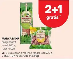 Spar MARCASSOU saucisson d’Ardenne zonder look 225 g aanbieding