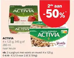 Spar ACTIVIA yoghurt met vezels en muesli 4 x 125 g aanbieding