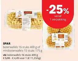 Spar SPAR boterwafels 16 stuks 400 g aanbieding