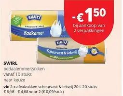 Spar SWIRL afvalzakken scheurvast & lekvrij 20 L 20 stuks aanbieding