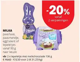 Spar MILKA lepeleitje met melkchocolade 136 g aanbieding