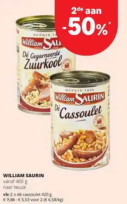 Spar WILLIAM SAURIN dé cassoulet 420 g aanbieding