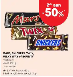 Spar Twix 7-pack 350 g aanbieding