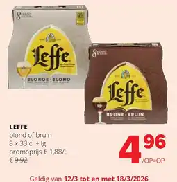 Spar LEFFE blond of bruin 8 x 33 cl + lg aanbieding