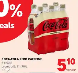 Spar COCA-COLA ZERO CAFFEINE 6 x 50 cl aanbieding
