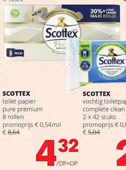 Spar SCOTTEX toilet papier pure premium 8 rollen aanbieding