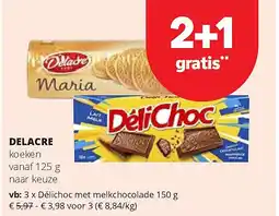 Spar DELACRE Délichoc met melkchocolade 150 g aanbieding