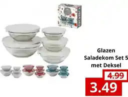 NH Market Glazen Saladekom Set 5 met Deksel aanbieding