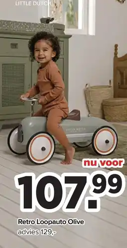 Baby-Dump Retro Loopauto Olive aanbieding