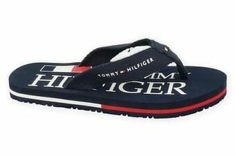 Berca Shoes Tommy Hilfiger Teenslipper Uni Flip Flop Logo Print - Blauw aanbieding
