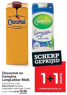 Sligro Chocomel en Campina LangLekker Melk aanbieding