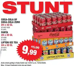 Hubo Coca-cola of coca-cola zero, fanta of lipton ice tea aanbieding