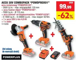Hubo Accu 20V combopack POWDPBOX01 aanbieding