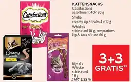 Alvo Kattensnacks Catisfactions, Sheba, Whiskas aanbieding