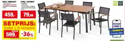 Hubo SETPRIJS: (tafel + 6 stoelen) aanbieding