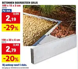 Hubo BETONNEN BOORDSTEEN GRIJS 100 x 15 x 5 cm aanbieding