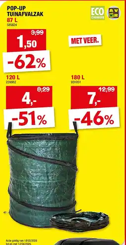 Hubo POP-UP TUINAFVALZAK 87 L aanbieding
