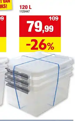 Hubo OPBERGBOX MET DEKSEL “Q-LINE” 120 L aanbieding