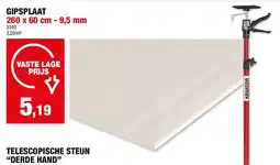 Hubo GIPSPLAAT 260 x 60 cm - 9,5 mm aanbieding