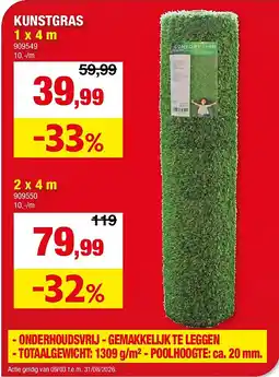 Hubo KUNSTGRAS 1 x 4 m aanbieding