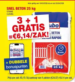 Hubo SNEL BETON 25 kg aanbieding