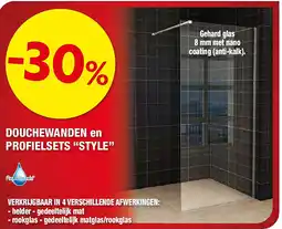 Hubo DOUCHEWANDEN en PROFIELSETS “STYLE” aanbieding