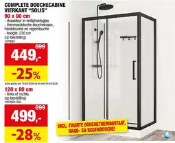 Hubo COMPLETE DOUCHECABINE VIERKANT “SOLIS” 90 x 90 cm aanbieding