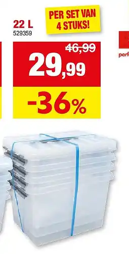 Hubo OPBERGBOX MET DEKSEL “Q-LINE” 22 L aanbieding