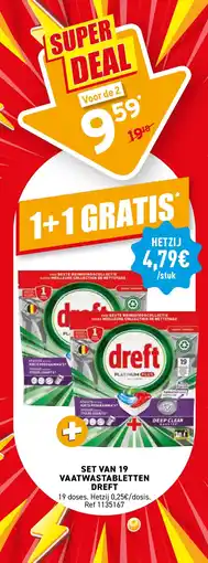 Trafic Set van 19 vaatwastabletten dreft aanbieding