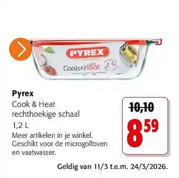 Colruyt Pyrex Cook & Heat rechthoekige schaal 1,2 L aanbieding
