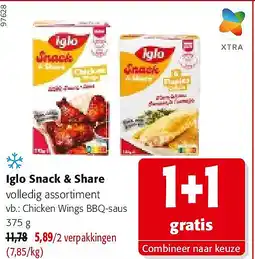 Colruyt Iglo Snack & Share Chicken Wings BBQ-saus 375 g aanbieding
