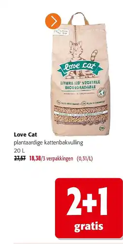 Colruyt Love Cat plantaardige kattenbakvulling 20 L aanbieding