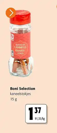 Colruyt Boni Selection kaneelstokjes 15 g aanbieding