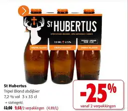 Colruyt St Hubertus Tripel Blond abdijbier 7,2 % vol 3 x 33 cl aanbieding