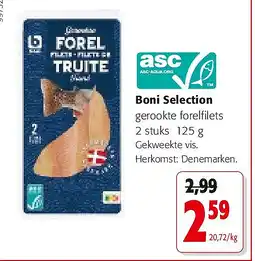 Colruyt Boni Selection gerookte forelfilets 2 stuks aanbieding