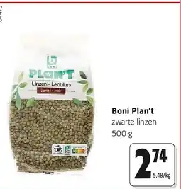 Colruyt Boni Plan’t zwarte linzen 500 g aanbieding
