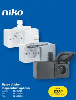 Toolstation niko Hydro dubbel stopcontact opbouw aanbieding