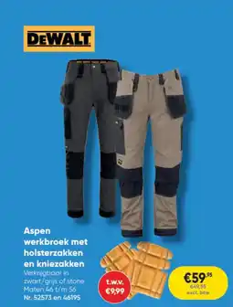 Toolstation DeWalt Aspen werkbroek met holsterzakken en kniezakken aanbieding